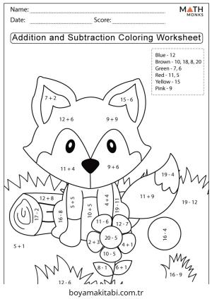 Toplama Yöntemiyle Renklendirme boyama sayfası – sevimli karakter, sanatsal çalışma