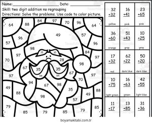Toplama Yöntemiyle Renklendirme boyama sayfası – yaratıcılık, eğlenceli etkinlik