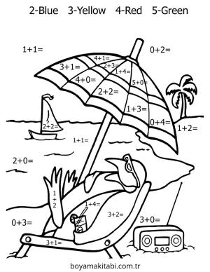 Toplama Yöntemiyle Renklendirme boyama sayfası – eğlenceli etkinlik, el becerilerini geliştirir
