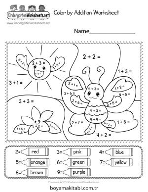 Toplama Yöntemiyle Renklendirme boyama sayfası – okul öncesi, evde etkinlik