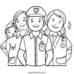 Topluluk Yardımcıları boyama sayfası – keyifli zaman, renkli çizimler