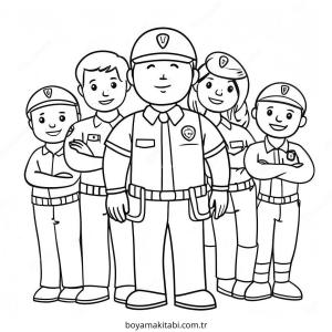 Topluluk Yardımcıları boyama sayfası – eğlenceli etkinlik, el becerilerini geliştirir