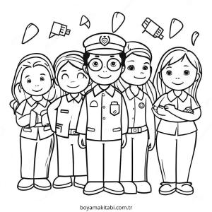 Topluluk Yardımcıları boyama sayfası – çocuklar için, çizgi film temalı