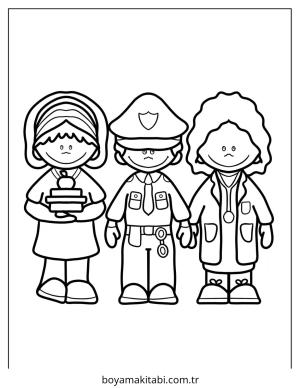 Topluluk Yardımcıları boyama sayfası – boyama çalışması, yaratıcılığı geliştirir