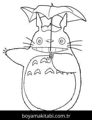 Totoro boyama sayfası – çizgi film temalı, basit çizim