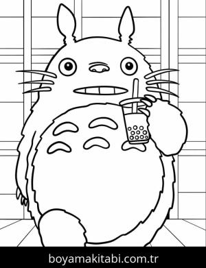 Totoro boyama sayfası – çizgi film temalı, basit çizim