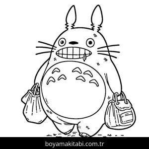 Totoro boyama sayfası – basit çizim, kolay boyama