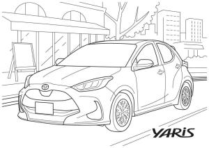 Toyota boyama sayfası,  coloring page, Toyota Yaris arabası, 