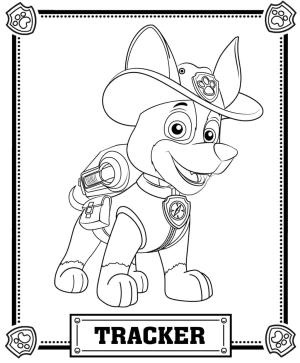 Tracker Paw Patrol boyama sayfası,  coloring page, Mutlu Tracker Paw Patrol, 