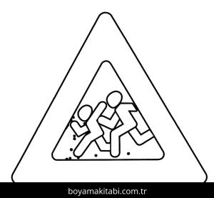 Trafik İşaretleri boyama sayfası – basit çizim, kolay boyama