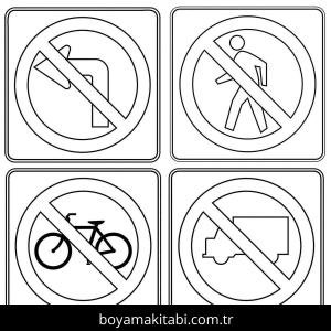 Trafik İşaretleri boyama sayfası – ücretsiz yazdır, boyama etkinliği