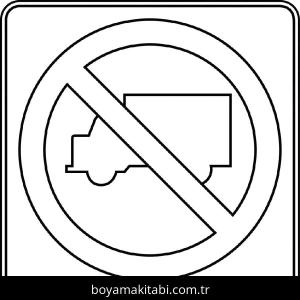 Trafik İşaretleri boyama sayfası – çizgi film temalı, basit çizim