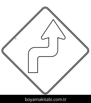 Trafik İşaretleri boyama sayfası – el becerilerini geliştirir, boyama çalışması