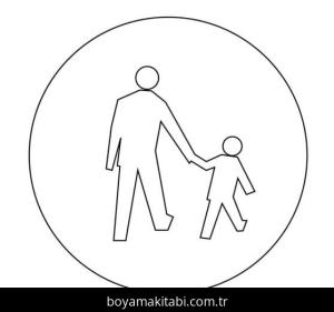 Trafik İşaretleri boyama sayfası – sevimli karakter, sanatsal çalışma