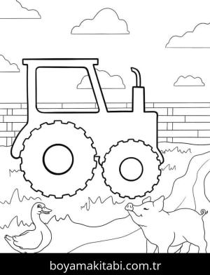 Traktör boyama sayfası – kolay boyama, eğitici aktivite