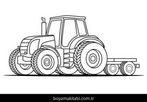 Traktör boyama sayfası – PDF indir, sevimli karakter