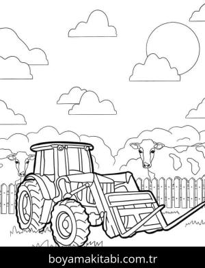 Traktör boyama sayfası – çocuklar için, çizgi film temalı