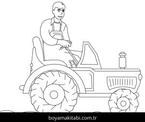 Traktör boyama sayfası – PDF indir, sevimli karakter
