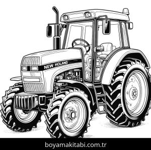 Traktör boyama sayfası,  coloring page, şirin, çocuklar için, yuvarlak hatlı