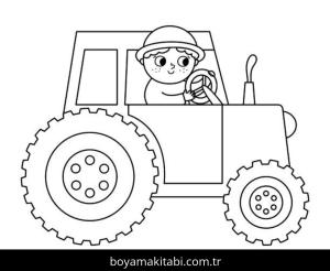 Traktör boyama sayfası – evde etkinlik, ücretsiz yazdır