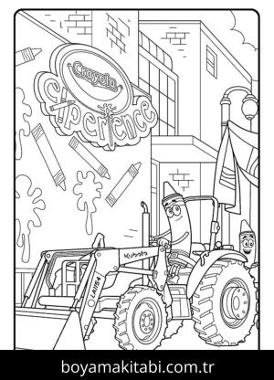 Traktör boyama sayfası – basit çizim, kolay boyama