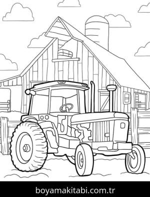 Traktör boyama sayfası – el becerilerini geliştirir, boyama çalışması