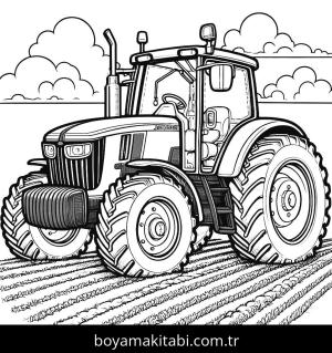 Traktör boyama sayfası,  coloring page, modern, detaylı, masalsı