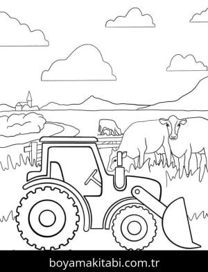 Traktör boyama sayfası – eğitici aktivite, yaratıcılık