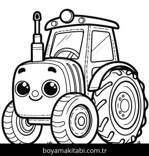 Traktör boyama sayfası,  coloring page, karikatür, renkli, çizgi