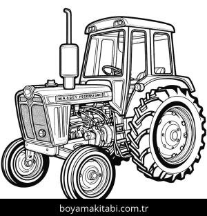 Traktör boyama sayfası,  coloring page, çizgi, modern, doğal
