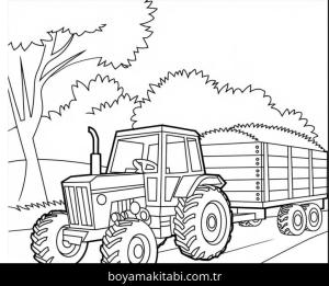 Traktör boyama sayfası – sevimli karakter, sanatsal çalışma