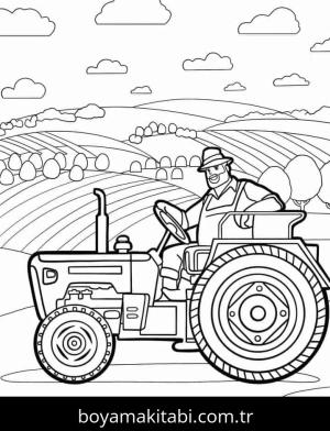 Traktör boyama sayfası – keyifli zaman, renkli çizimler