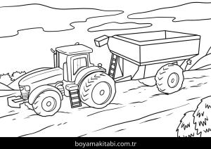 Traktör boyama sayfası – boyama etkinliği, çocuk aktivitesi