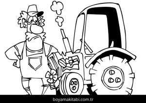 Traktör boyama sayfası – çocuk aktivitesi, PDF indir