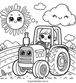 Traktör boyama sayfası – yaratıcılığı geliştirir, keyifli zaman