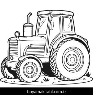 Traktör boyama sayfası,  coloring page, karakterli, çerçeveli, sevimli