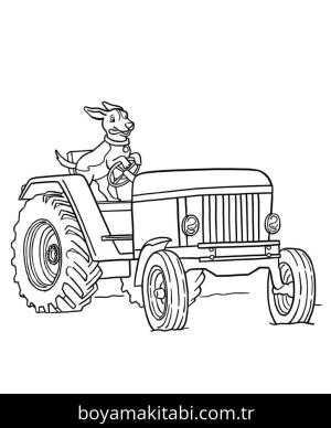 Traktör boyama sayfası – çizgi film temalı, basit çizim