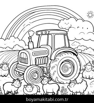 Traktör boyama sayfası,  coloring page, harika, harika, karikatür