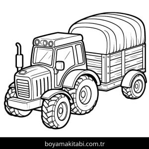Traktör boyama sayfası – eğlenceli etkinlik, el becerilerini geliştirir
