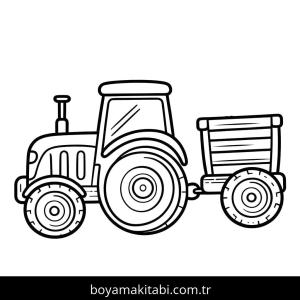 Traktör boyama sayfası – basit çizim, kolay boyama