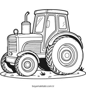 Traktör boyama sayfası – PDF indir, sevimli karakter