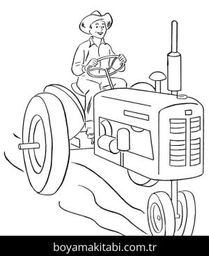 Traktör boyama sayfası – çocuklar için, çizgi film temalı