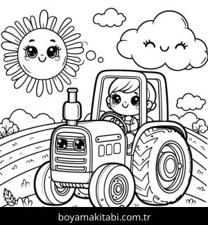 Traktör boyama sayfası,  coloring page, ince çizgili, harika, oyunlu