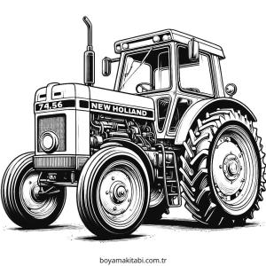 Traktör boyama sayfası – çizgi film temalı, basit çizim