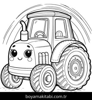 Traktör boyama sayfası,  coloring page, tatlı, çocuklar için, çerçeveli