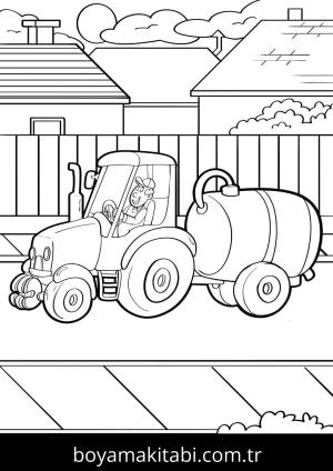 Traktör boyama sayfası – çocuklar için, çizgi film temalı