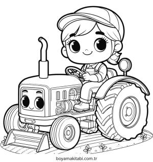 Traktör boyama sayfası – eğitici aktivite, yaratıcılık