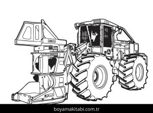 Traktör boyama sayfası – el becerilerini geliştirir, boyama çalışması