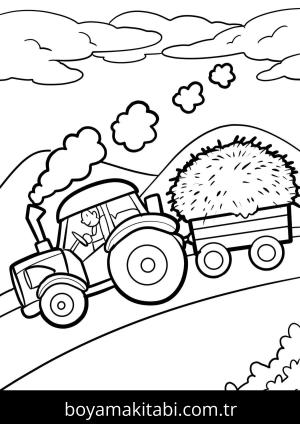 Traktör boyama sayfası – keyifli zaman, renkli çizimler
