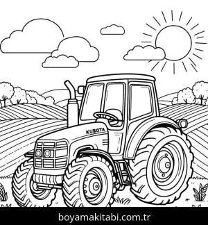 Traktör boyama sayfası,  coloring page, karakterli, harika, canlı